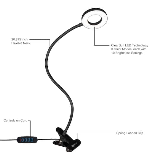 OttLite Dimmable Ring Light with Clip